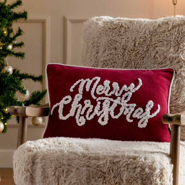 Merry Christmas Cotton Velvet 30x50cm Cushion
