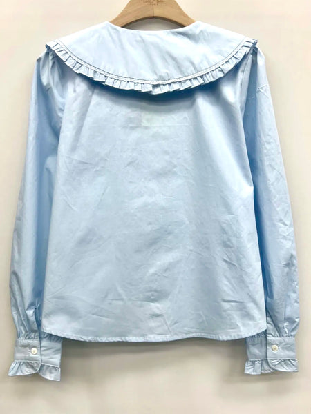 Pale Blue Peter Pan Collar Blouse By Lili and Lala