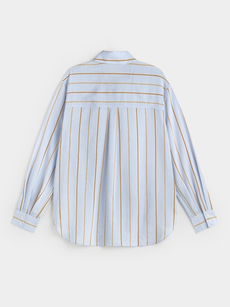 Blue/Camel Stripe Loose Shirt by Ese O Ese