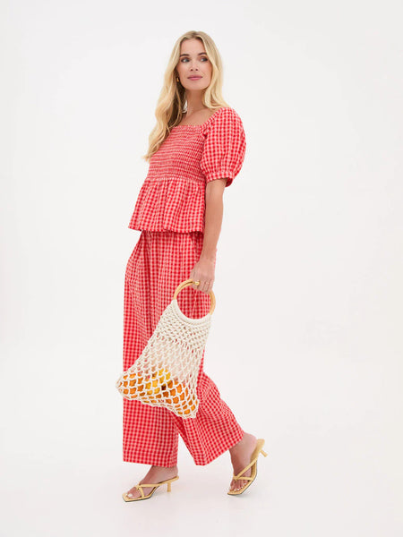 Red/Pink Ria Gingham Culottes By Fika