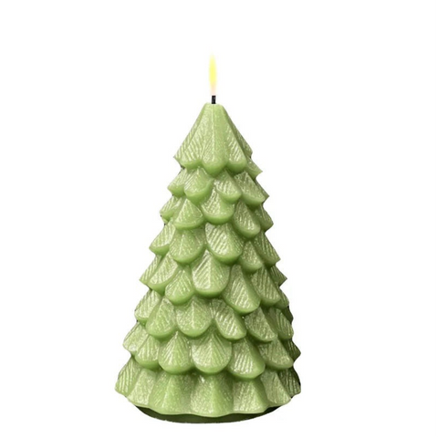 Unique LED Green Christmas Tree Candle Big 16cm By Deluxe