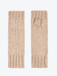 Beige Frosty Fingerless Gloves by Ange