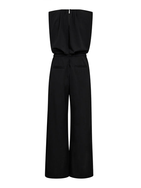Black Pleated Front Crepe Jumpsuit by Co'Couture
