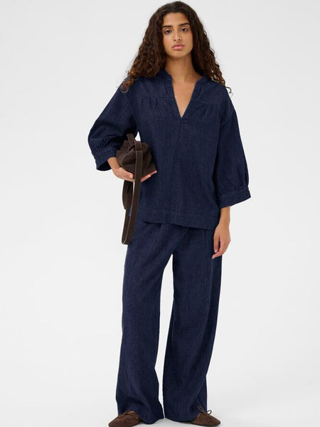 Dark Blue Denim Blouse By Soaked