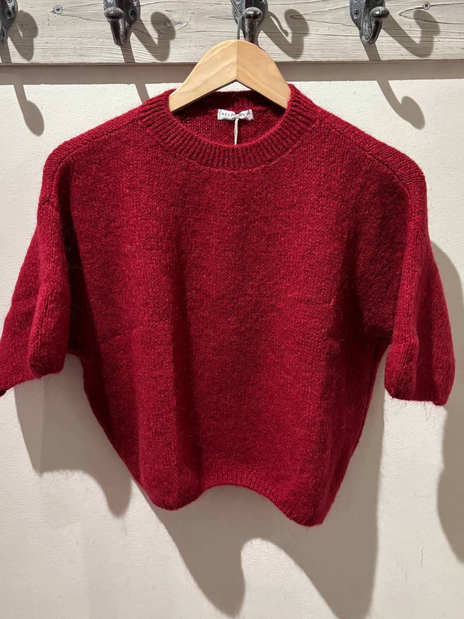 Burgundy Mohair Short Sleeve Knit