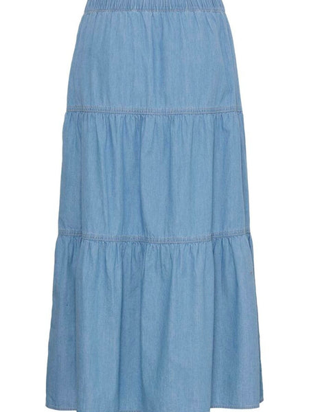 Light Blue Denim Maxi Skirt by B Young