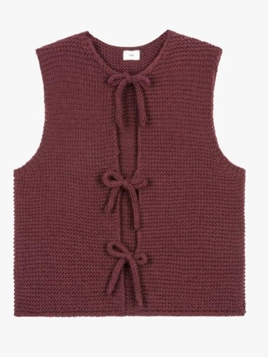 Burgundy Tie Knitted Gilet by An’ge