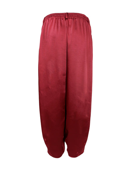 Burgundy Satin Balloon Pants By Black Colour