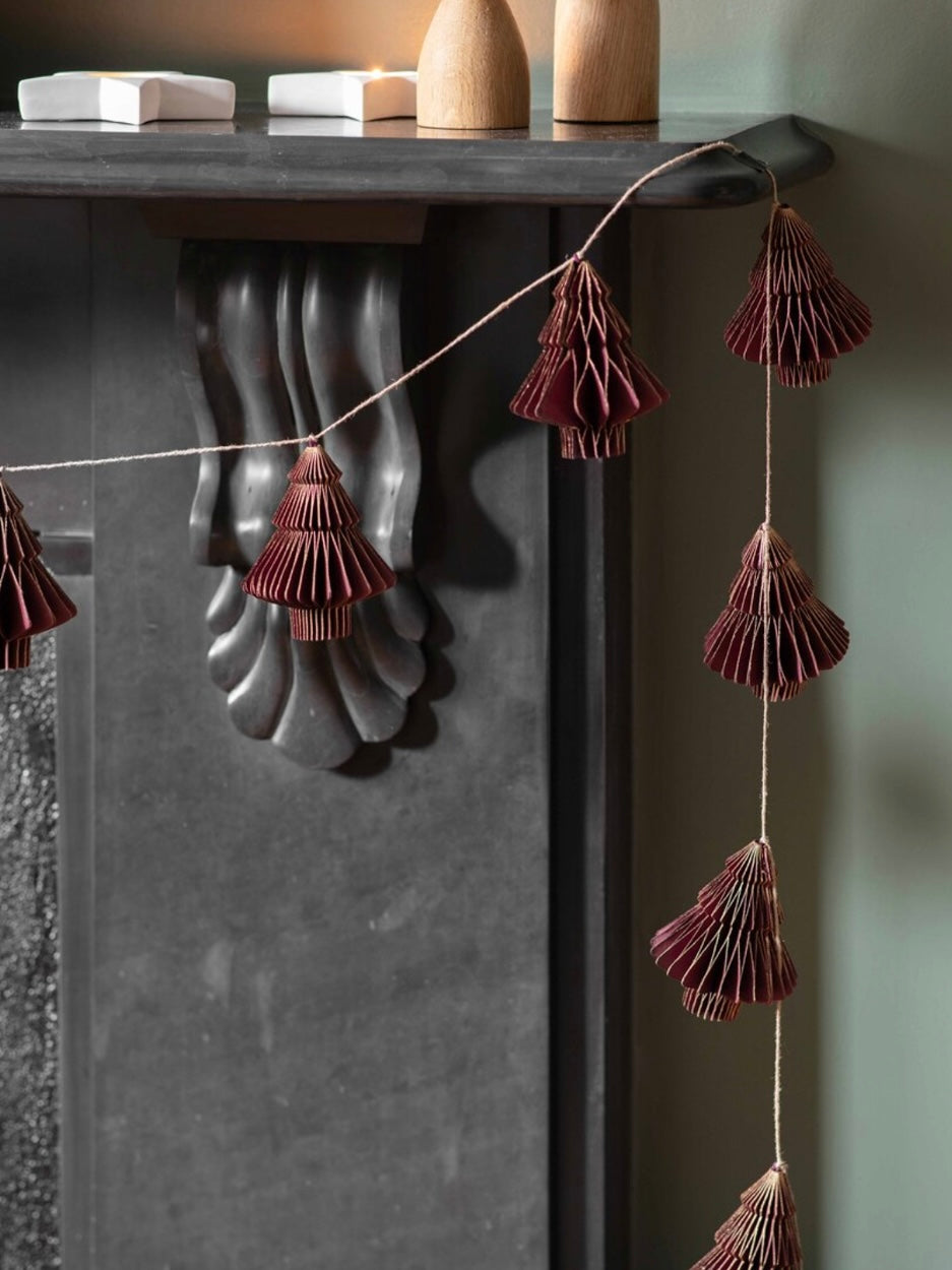 Burgundy Hanging Handmade Tree Paper Garland