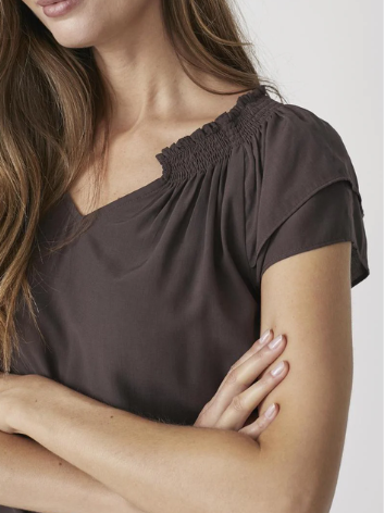 Chocolate Frill Sleeve Blouse by Co Couture
