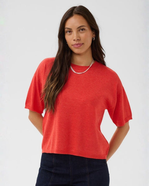 Cherry Red Short Sleeve Knit by Saint Tropez