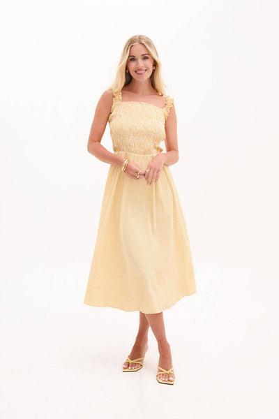 Yellow Stripe Smock Dress by Fika