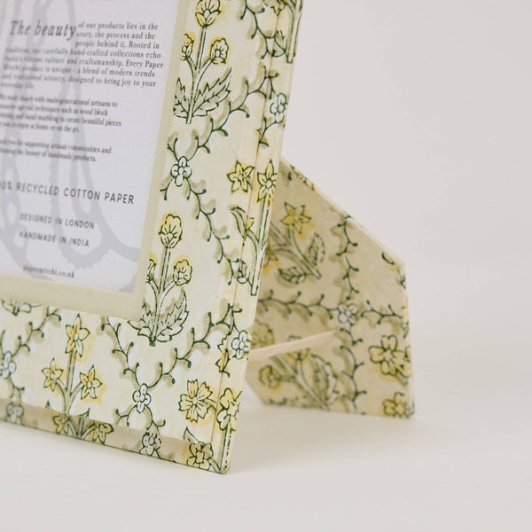 Floral Lattice Buttercream Block Print Frame 4x6