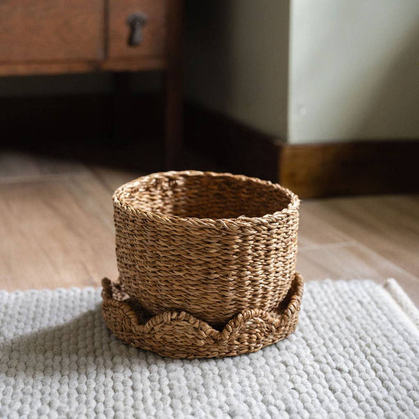 Small Bangali Scallop Lidded Storage Basket