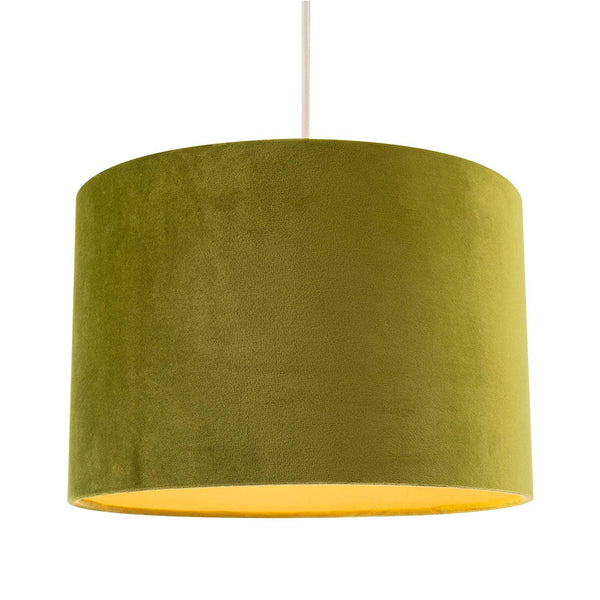 Olive Green Velvet Round Lamp Shade