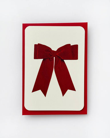 Valentines Red Velvet Bow Greeting Card