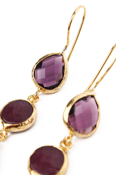 Burgundy Triple Drop Earrings by My Doris