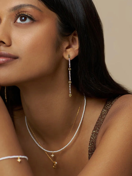 Etched Detail Drop Earrings by Orelia