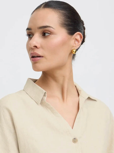 Beige Linen Mix Shirt by B Young