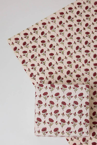 Block Printed Wrapping Paper Sheets - Ditsy Floral Scarlet