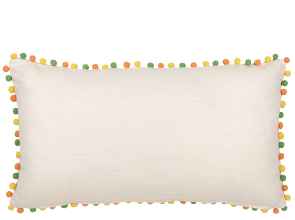 White/Floral Rectangular Cotton Cushion
