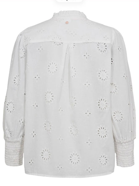 White Embroidery Anglaise Blouse by Numph