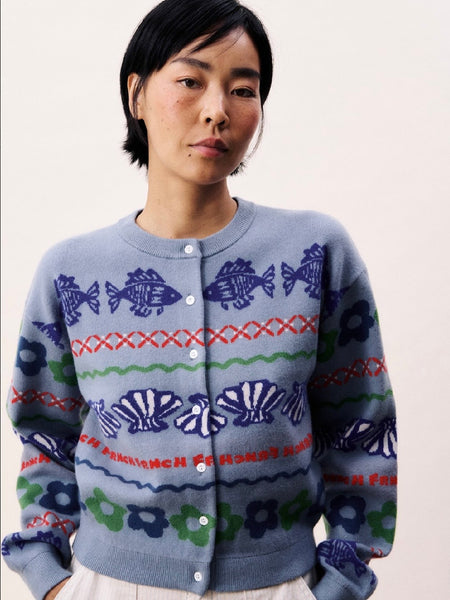 Blue Nautical Floral Cardigan by Frnch