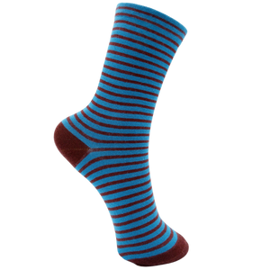 Blue/Red Striped Socks by Black Colour