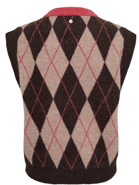 Chocolate Argyle Knitted Tank by Numph