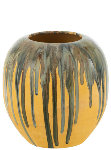Paint Striped Ceramic Flowerpot