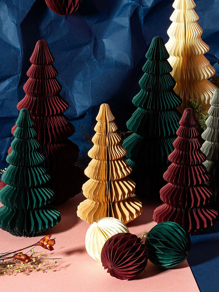 Small Deep Red Honeycomb Tree Paper Decoration