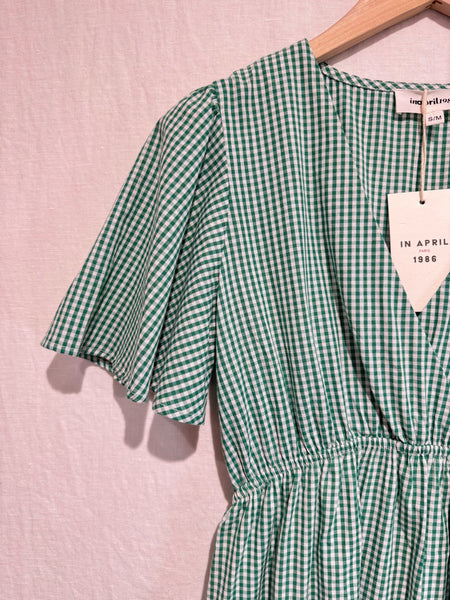 Green Gingham Cotton Dress