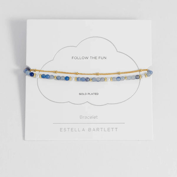 Pearl and Blue Aventurine Duo Bracelet