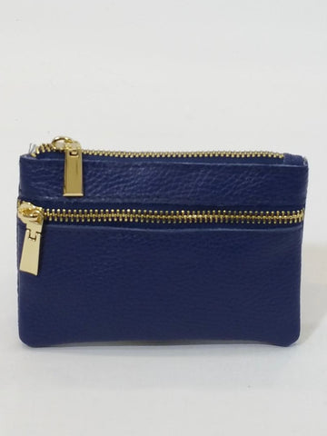 Navy Leather Card Purse