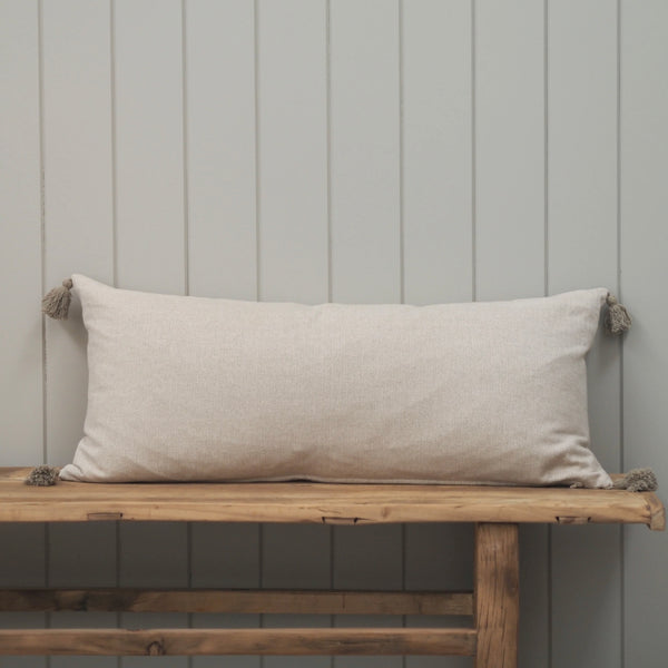 Neutral Herringbone Long Bed Cushion 40x90cm