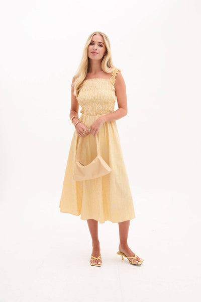 Yellow Stripe Smock Dress by Fika