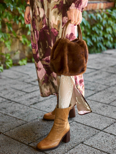 Mocha Fluffy Tote Bag By Black Colour