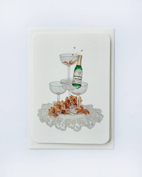 Wedding Cake Topper Champagne Greeting Card | Engagement
