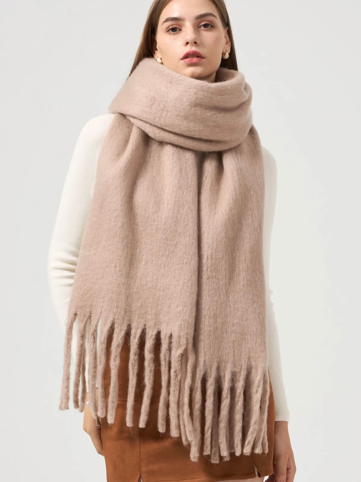 Taupe Tassel Scarf
