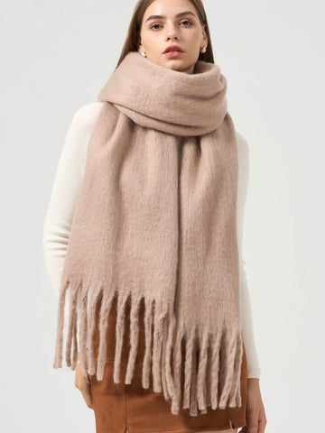 Taupe Tassel Scarf