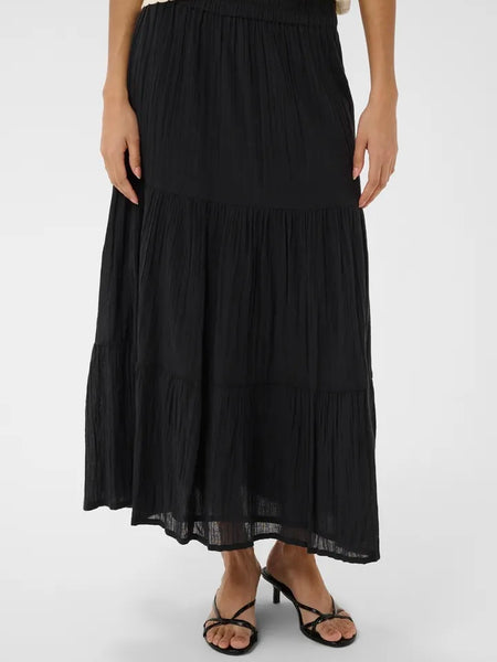 Black Tiered Maxi Skirt By Saint Tropez