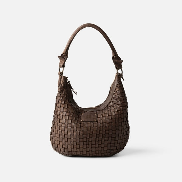 Chocolate Kansas Half Moon Woven Bag by Biba