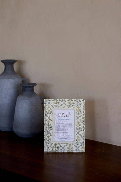 Floral Lattice Buttercream Block Print Frame 4x6