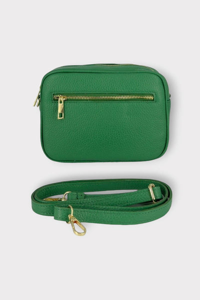 Green Leather Zip Camera Bag