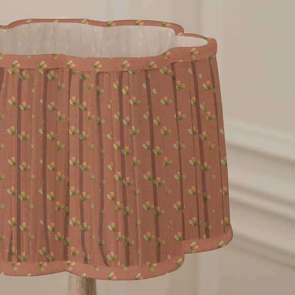 Raja Pleated Scalloped Lamp Shade Terracotta: Terracotta / 20 x 30 x 30cm