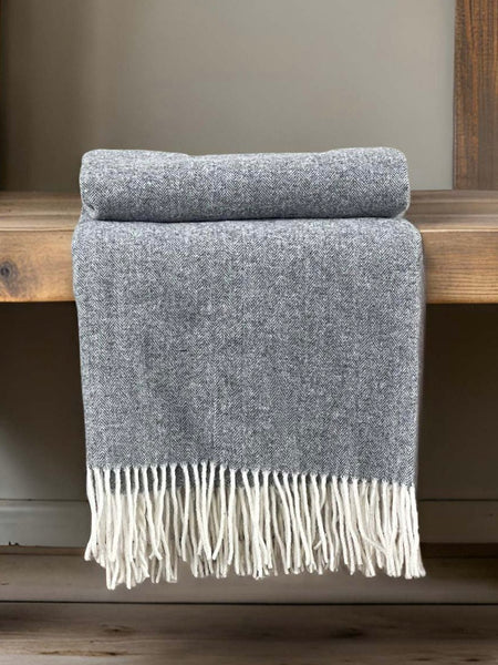 Soft Grey Pure Wool Throw