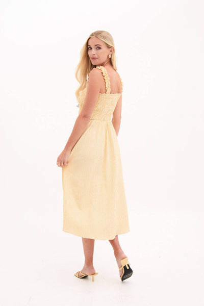 Yellow Stripe Smock Dress by Fika