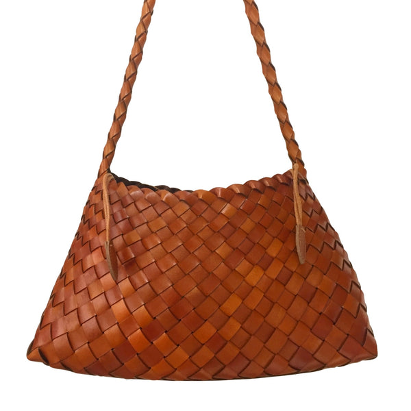Tan Woven Shoulder Bag