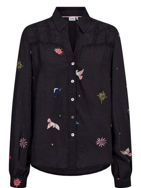 Nightsky Embroidered Satin Shirt by Nümph