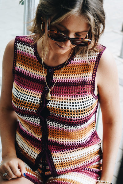 Stripe Crochet Waistcoat  by Ichi